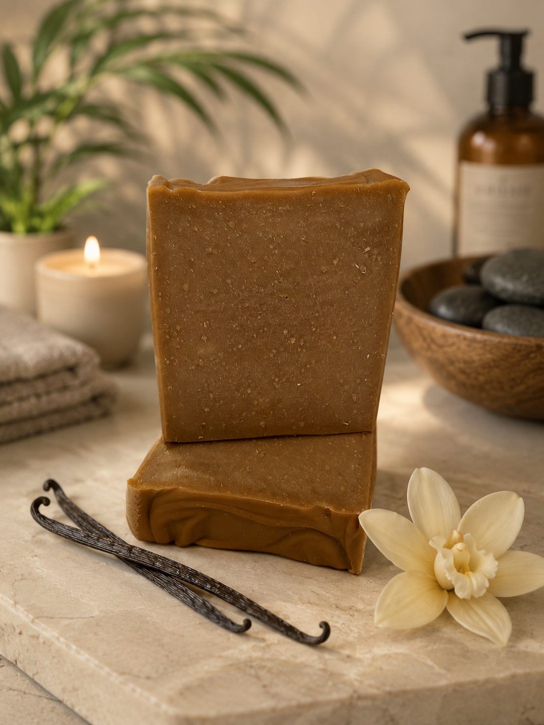 Bourbon Vanilla Handmade soap. Made in small batches using natural oils and butters.